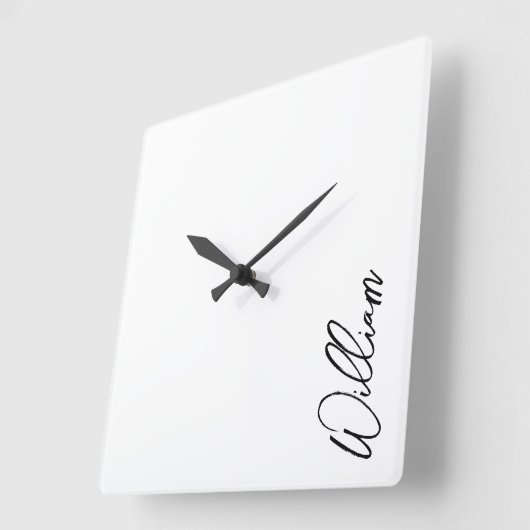 Modern Script Personalisiert Name Quadratische Wanduhr (Winkel)