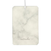 Modern Script Personalisiert Name White Marble Autolufterfrischer (Vorderseite)