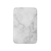 Modern Script Personalisiert Name White Marble Badematte (Vorderseite Vertikal)