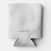 Modern Script Personalisiert Name White Marble Dosenkühler (Vorderseite)