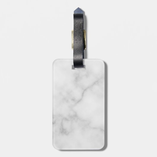 Modern Script Personalisiert Name White Marble Gepäckanhänger (Rückseite vertikal)