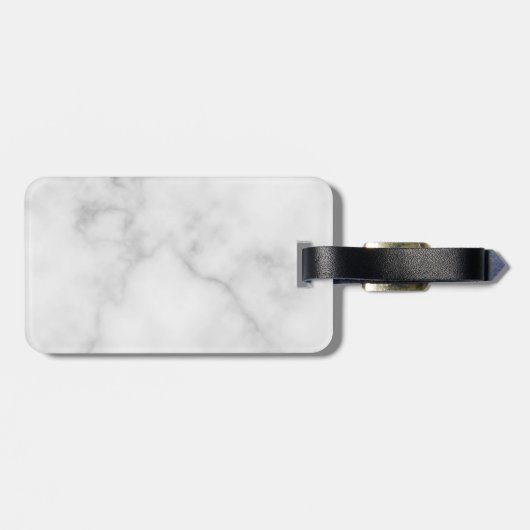 Modern Script Personalisiert Name White Marble Gepäckanhänger (Rückseite horizontal)