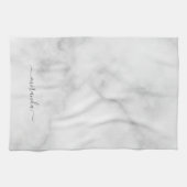 Modern Script Personalisiert Name White Marble Geschirrtuch (Horizontal)