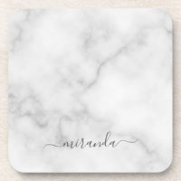 Modern Script Personalisiert Name White Marble