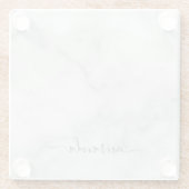 Modern Script Personalisiert Name White Marble Glasuntersetzer (Rückseite)