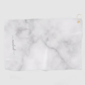 Modern Script Personalisiert Name White Marble Golfhandtuch (Horizontal)