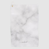 Modern Script Personalisiert Name White Marble Golfhandtuch (Vorderseite)