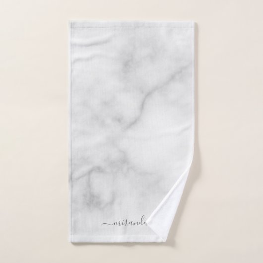 Modern Script Personalisiert Name White Marble Handtuch (Handtuch)