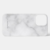 Modern Script Personalisiert Name White Marble iPhone Hülle (Rückseite (Horizontal))