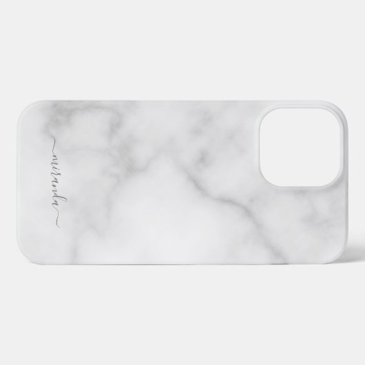 Modern Script Personalisiert Name White Marble iPhone Hülle (Rückseite (Horizontal))