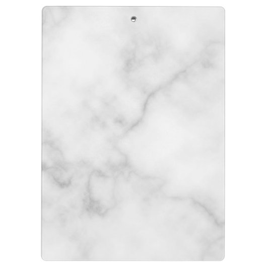 Modern Script Personalisiert Name White Marble Klemmbrett (Rückseite)