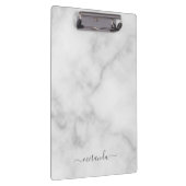 Modern Script Personalisiert Name White Marble Klemmbrett (Rechts)