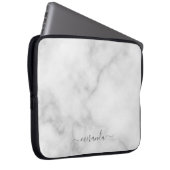 Modern Script Personalisiert Name White Marble Laptopschutzhülle (Vorne Rechts)