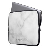 Modern Script Personalisiert Name White Marble Laptopschutzhülle (Vorderseite Links)