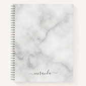 Modern Script Personalisiert Name White Marble Notizblock (Vorderseite)