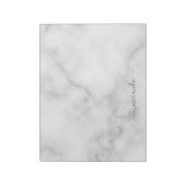 Modern Script Personalisiert Name White Marble Notizblock (Rotiert)
