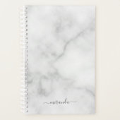 Modern Script Personalisiert Name White Marble Planer (Vorderseite)