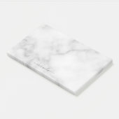 Modern Script Personalisiert Name White Marble Post-it Klebezettel (angewinkelt)
