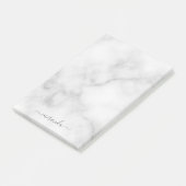 Modern Script Personalisiert Name White Marble Post-it Klebezettel (angewinkelt)