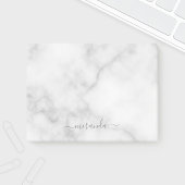 Modern Script Personalisiert Name White Marble Post-it Klebezettel