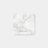 Modern Script Personalisiert Name White Marble Post-it Klebezettel (Vorderseite)