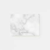 Modern Script Personalisiert Name White Marble Post-it Klebezettel (Vorderseite)