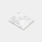 Modern Script Personalisiert Name White Marble Post-it Klebezettel (angewinkelt)