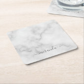 Modern Script Personalisiert Name White Marble Rechteckiger Pappuntersetzer (angewinkelt)