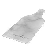 Modern Script Personalisiert Name White Marble Schneidebrett (Ecke)