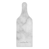 Modern Script Personalisiert Name White Marble Schneidebrett (Vorderseite)