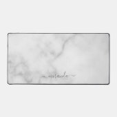 Modern Script Personalisiert Name White Marble Schreibtischunterlage (Vorderseite)