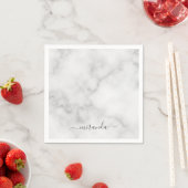Modern Script Personalisiert Name White Marble Serviette (Beispiel)