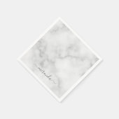 Modern Script Personalisiert Name White Marble Serviette (Ecke)