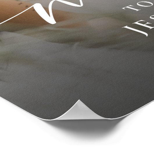 Modern Script Photo Black & White Wedding Sign Poster (Ecke)