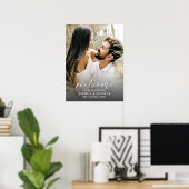 Modern Script Photo Black & White Wedding Sign Poster (Heimbüro)