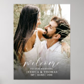 Modern Script Photo Black & White Wedding Sign Poster (Vorne)