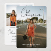 Modern Script Photo Collage Graduation Party Einladung (Vorne/Hinten)