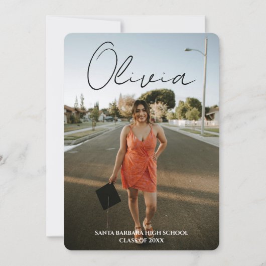 Modern Script Photo Collage Graduation Party Einladung (Vorderseite)