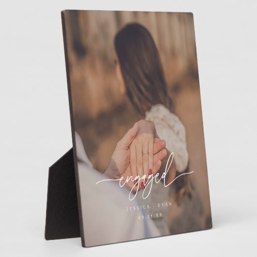 Modern Script Photo Custom Engagement Fotoplatte (Seite)