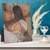 Modern Script Photo Custom Engagement Fotoplatte (Seite)