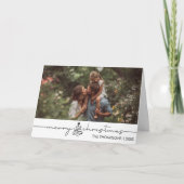 Modern Script Photo Family Christmas Custom Karte (Vorderseite)
