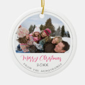 Modern Script Photo Family Keepsake Christmas Keramik Ornament (Vorne)