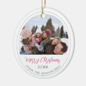 Modern Script Photo Family Keepsake Christmas Keramik Ornament (Links)