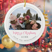 Modern Script Photo Family Keepsake Christmas Keramik Ornament