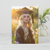 Modern Script Photo Graduation Announcement Ankündigung (Stehend Vorderseite)