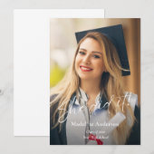 Modern Script Photo Graduation Announcement Einladung (Vorne/Hinten)