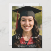 Modern script photo Graduation Dankeskarte (Vorderseite)