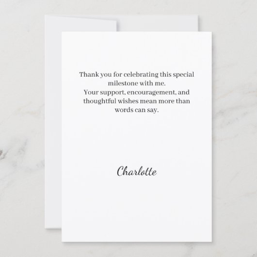 Modern script photo Graduation Dankeskarte (Rückseite)