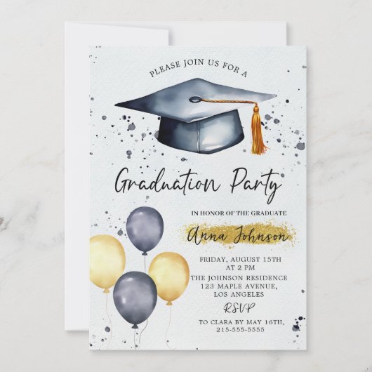 Modern Script Photo Graduation Party Invitation  Einladung (Vorderseite)