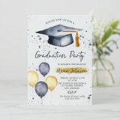 Modern Script Photo Graduation Party Invitation  Einladung (Stehend Vorderseite)